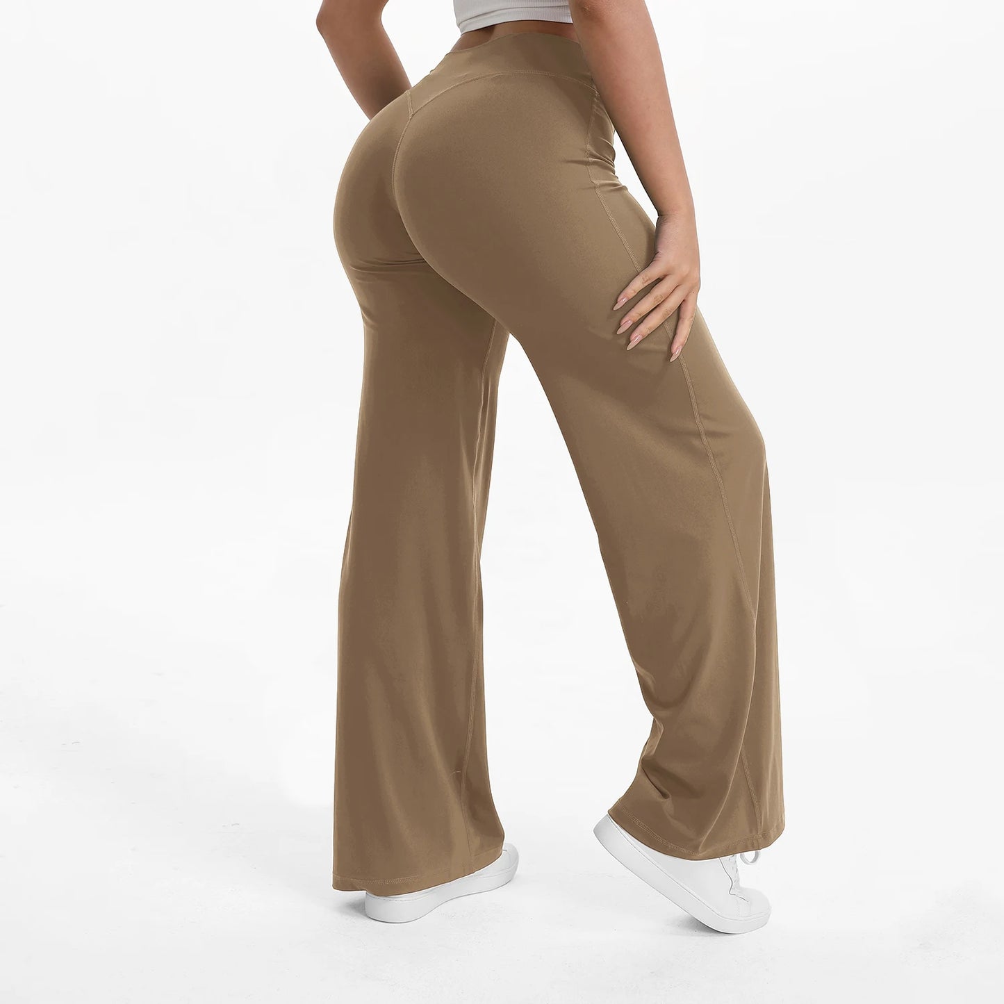 NCLAGEN SoftMotion Straight Leg Bottoms Women's Mid-Waist Yoga Pants GYM Leggings Naked Feel Pilates Running Sports Trousers