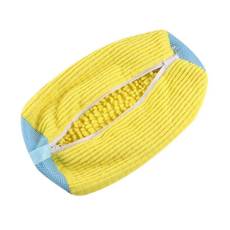 Anti-Deformation Shoe Washing Bag for Machine - Polyester Mesh Laundry Sock with Zipper for Sneakers/Boots,39x19cm,Reusable Dry