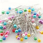 New 100pcs Fashion Sewing Needles Colored Glass Ceramics Head Bead Pin Stitch Knitting Needles Sewing Fixed Diy Safety Pin