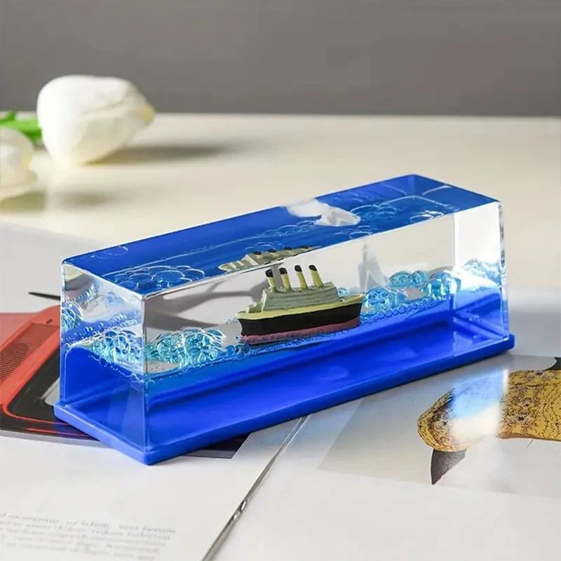 Cruise Fluid Drifting Bottle Titanic Black Pearl Dinosaur Era Style Drifting Ship Ornament Home Boy Girl Gift Desktop Decoration