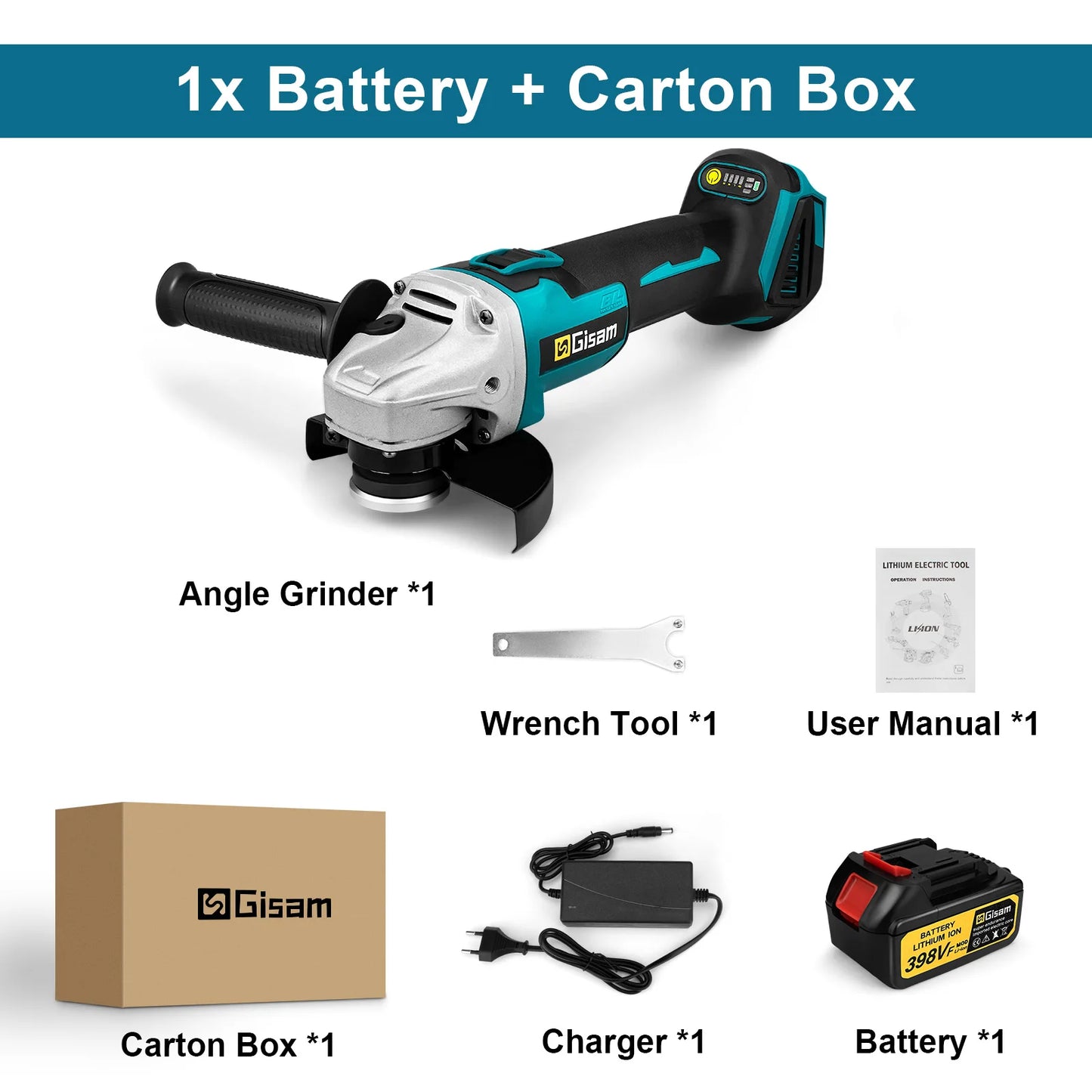 Gisam 125MM Brushless Electric Angle Grinder Variable Speed M14 Cutting Machine Woodworking Tool for Makita 18v Battery Pin