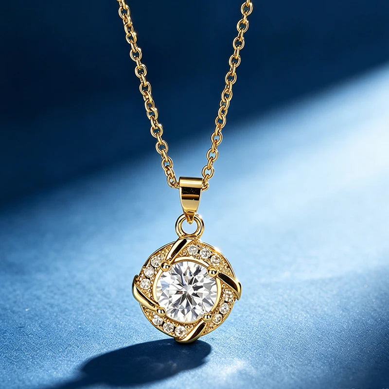 Promotion of Multiple 1.0 Carat Moissanite Windmill Pendants, Luxury Wedding 925 Sterling Silver Jewelry, Bride Diamond Necklace