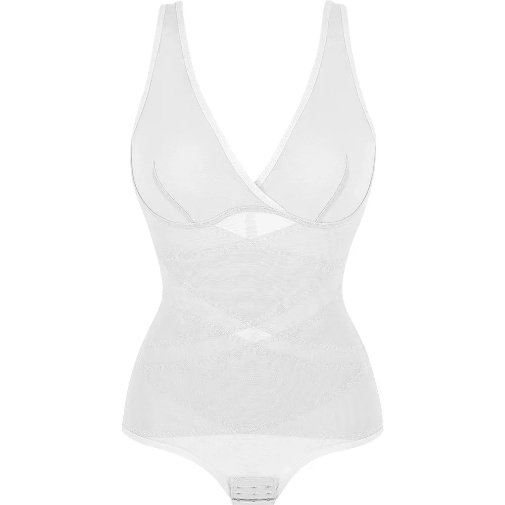 Bodysuit Shapewear for Women Tummy Control V-Neck Cross Design Butt Lifting Shaper Invisible for Daily Wear