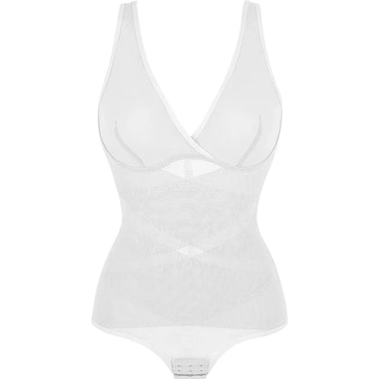 Bodysuit Shapewear for Women Tummy Control V-Neck Cross Design Butt Lifting Shaper Invisible for Daily Wear