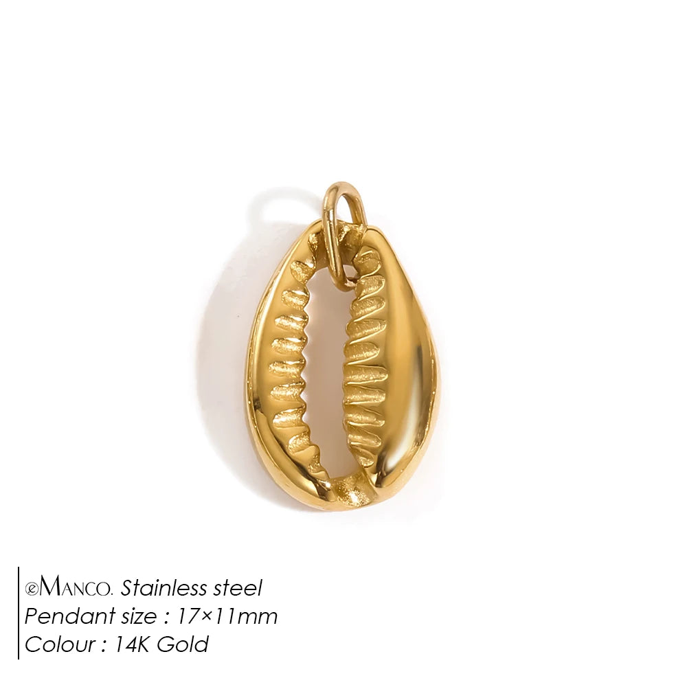 EMANCO Fashion Marine Animals Charms Shell Fish Tail Hippocampus Japonicus Stainless Steel Pendants for Jewelry Making Bulk