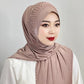 Convenient Instant Hijab Pullover Beaded Scarf Malay Shawl Women's Solid Color Headscarf (One Cap Gift)