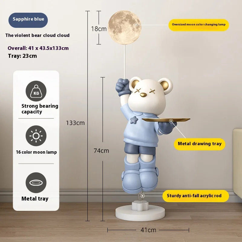 2024 New Violent Bear RGB Floor Light Living Room Bedroom Sofa TV Cabinet Decoration with Bluetooth Sound System Floor Light