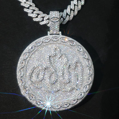 18K Gold Plated Round Allah Zircon Pendant Islamic Hip Hop Jewelry For Men Micro Pave Charm Marquise Stone For Faith Reverence Peace Protection Street Rap Gift For Muslim Men Boy Friends Rappers Fine Jewelry Gifts Iced Out Cu