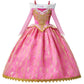 Girl Aurora Princess Dress Children Luxurious Cosplay Costume Rose Pink Briar Rose Outfit Kids Carnival Birthday Party Clothing