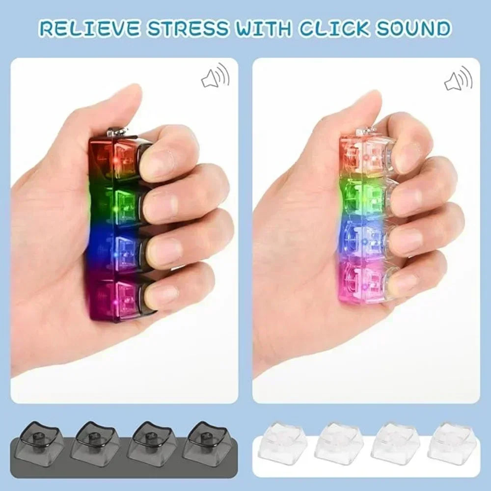 Illuminated Keyboard Keyring Clickable LED Button Toy for Stress Relief Perfect Fidget Gadget for Office Desk Anxiety Calming