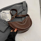 Retro Hobos Bag For Women Half Moon Shoulder Bag Large Capacity PU Leather Zipper Crossbody Bags Solid Color Handbags 2024