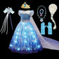 Halloween Girl Elsa Role Playing Dress Light Up Halloween Frozen Carnival Apparel Girls Birthday Cosplay Princess Glowing Dress