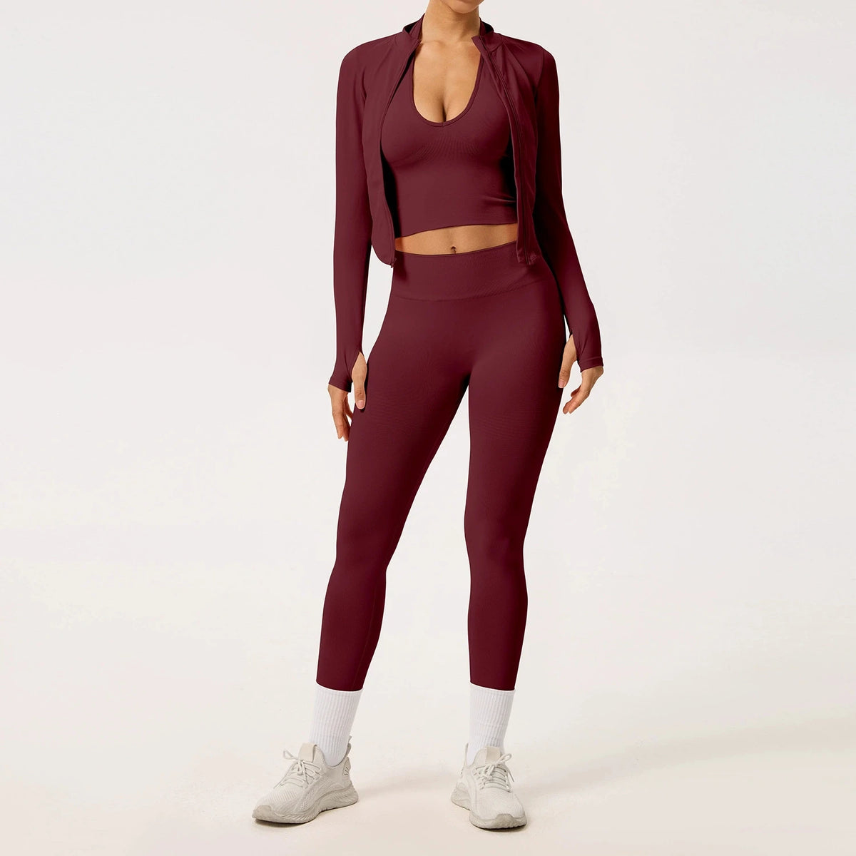 2/3PCS Yoga Set Women Gym Long Sleeve Sports Suits Fitness Bra Crop Top Workout Clothes Female Solid Seamless Legging Sportswear