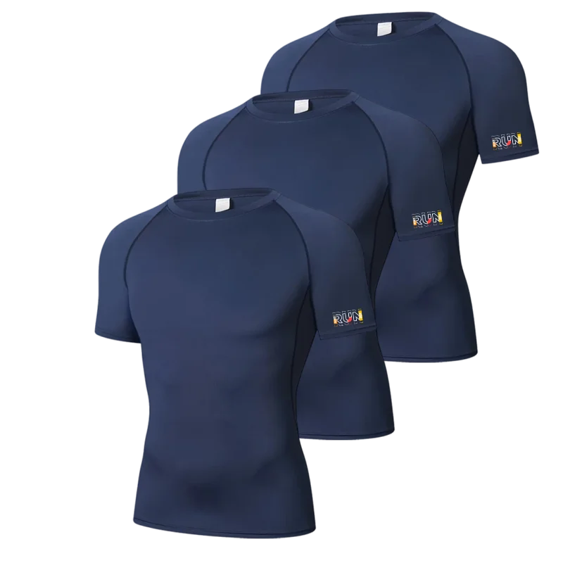 Men's Compression T-Shirt 3-Pack Quick Dry Running Gym Short Sleeve Sport Tops Elastic Breathable Athletic Tees