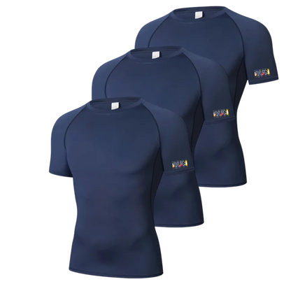 Men's Compression T-Shirt 3-Pack Quick Dry Running Gym Short Sleeve Sport Tops Elastic Breathable Athletic Tees