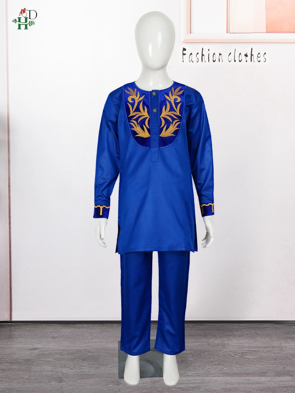 H&D African Clothing For Man Traditional Agbada Sets 2PCS For Boy Thobe Pant Embroidery Wedding Party Father Son Suits Plus Size