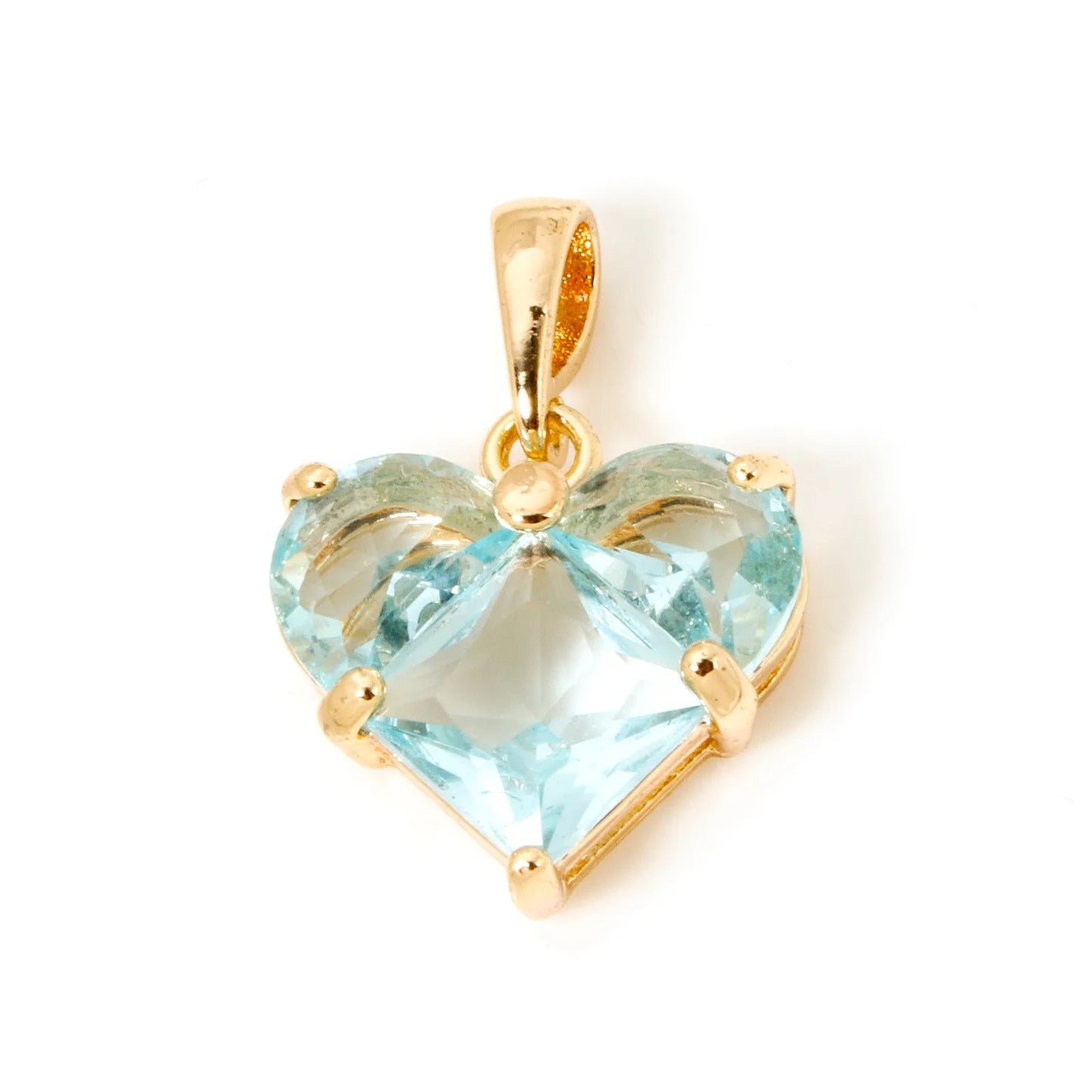 1 Piece Sweet Copper Valentine's Day Charms Gold Color Heart Cubic Zirconia Pendants For DIY Necklace Jewelry Making 20mm x 14mm