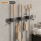 Stainless Steel Mop Broom Holder Wall Mounted No-Drilling Self Adhesive Heavy Duty Utility Storage Rack Garage Garden Organizer