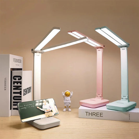 USB Desk Lamp 3 Levels Dimmable Touch Night Light USB Rechargeable Eye Protection Foldable Table Lamp For Bedroom Bedside Desk