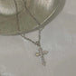 Shiny Crystal Zircon Cross Pendant Necklace for Women Girls Punk Silver Color Thin Chain Necklace Party Jewelry Birthday Gift