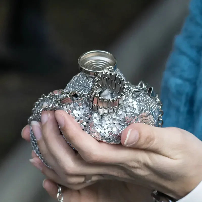 Boutique De FGG Mini Fashion Aluminum Day Clutches Women Casual Coin Purse Money Bag Evening Purse Party Dinner Clutch Handbag