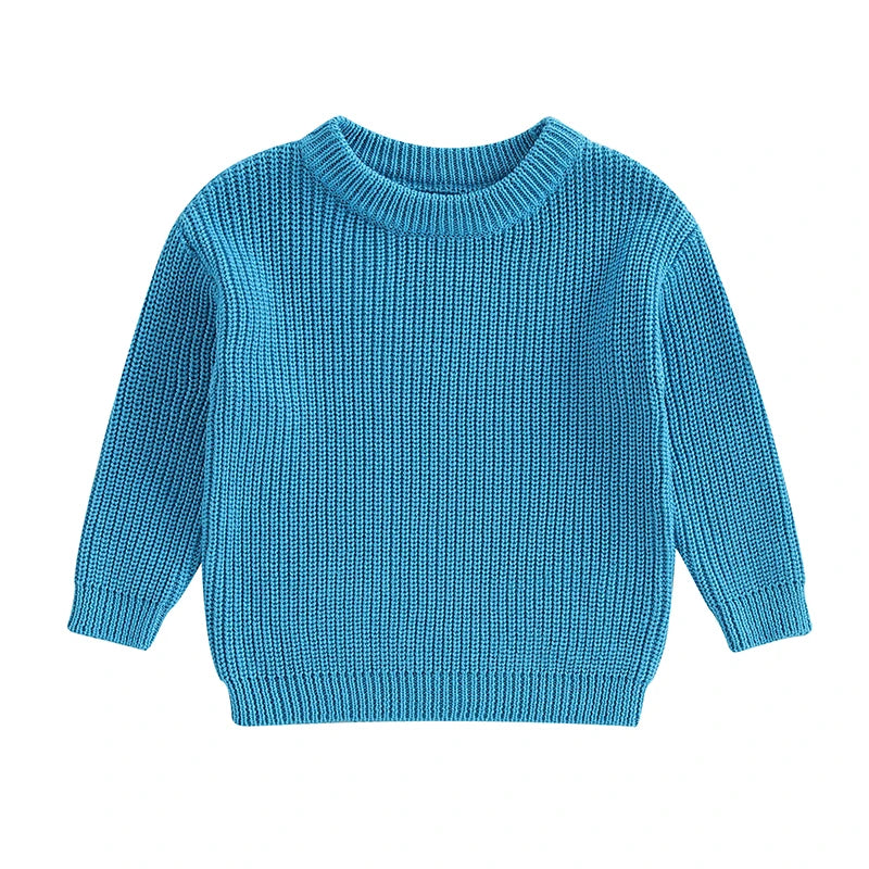 Suefunskry Newborn Baby Girl Boy Knitted Long Sleeve Autumn Winter Sweater Solid Loose Pullover Casual Tops Kids Clothes 0-5Y