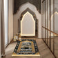 VIKAMA Black Gold Mecca Sky House Worship Carpet Retro Prayer Carpet Eid al Fitr Portable Prayer Mat Mosque Prayer Carpet