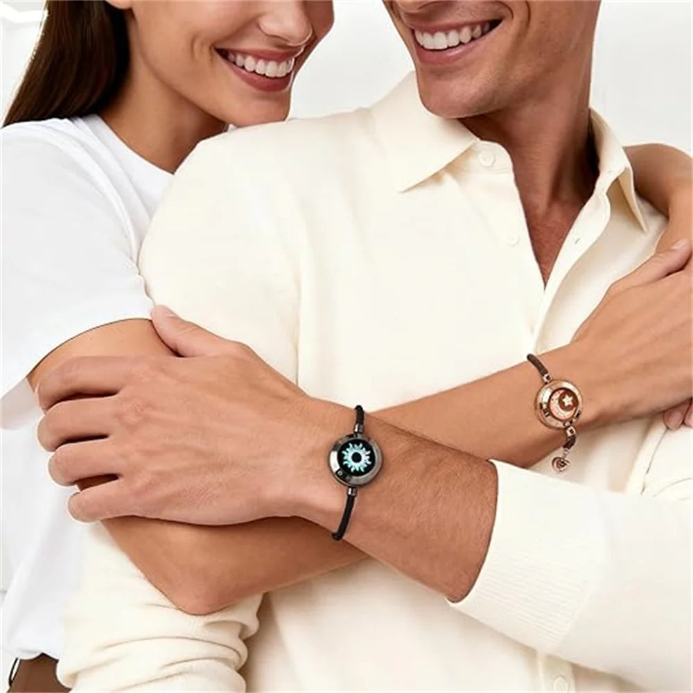 TOTWOO Long Distance Touch Bracelets for Couples ,Light up&Vibration Relationship Gifts for Lovers Smart Jewelry Love Bracelets