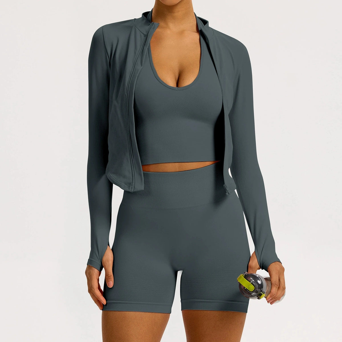 2/3PCS Yoga Set Women Gym Long Sleeve Sports Suits Fitness Bra Crop Top Workout Clothes Female Solid Seamless Legging Sportswear