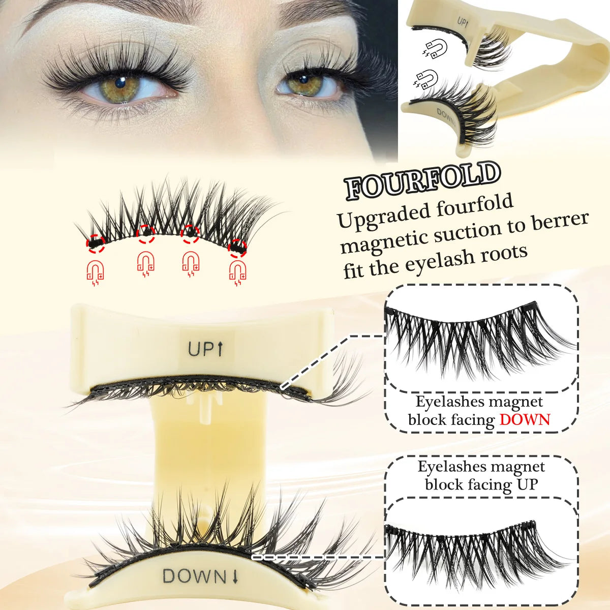 1 Pairs Magnetic Fake Eyelashes Kit Handmade Fluffy Faux Mink Lashes Curler 3D False Eyelashes Extension Makeup with Tweezers