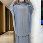 New Two Piece Set Solid Jilbab Prayer Muslim Abaya Set Women Prayer Garment Dress Hijab Long Khimar Skirt Sets Islamic Ramadan