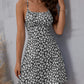 The cami dress with small flower prints a backless design and thin spaghetti straps is suitable for beach vacations and summer