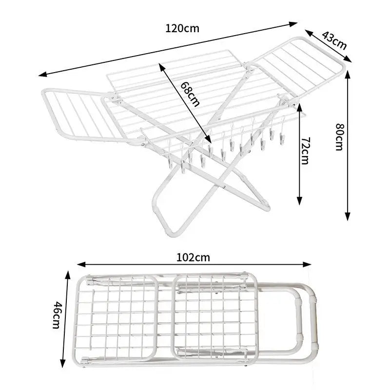 Simple Floor-Mounted Laundry Drying Rack Yangzi Footline Heater Balcony Stacking Easy-To-Use Clothes Drying Rack Home Use