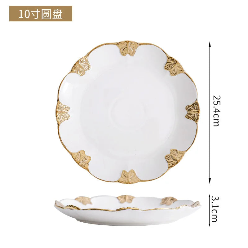 European Ceramic Phnom Penh Western-style Steak Plate Dining Room Characteristic Quadrilateral Tableware Household Dessert Plate