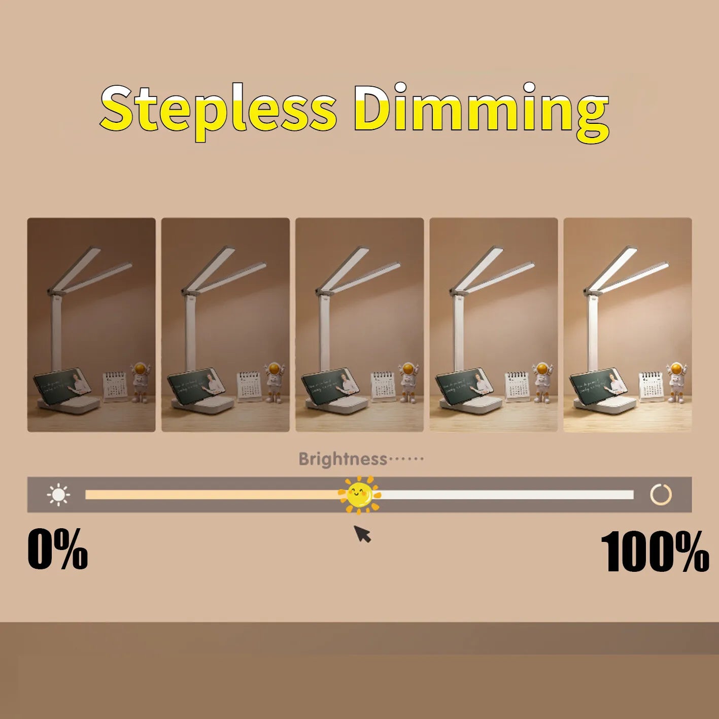 USB Desk Lamp 3 Levels Dimmable Touch Night Light USB Rechargeable Eye Protection Foldable Table Lamp For Bedroom Bedside Desk