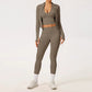 2/3PCS Yoga Set Women Gym Long Sleeve Sports Suits Fitness Bra Crop Top Workout Clothes Female Solid Seamless Legging Sportswear