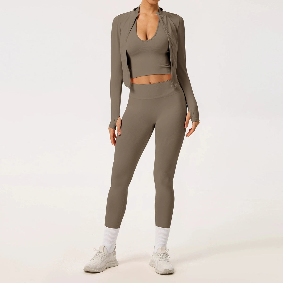 2/3PCS Yoga Set Women Gym Long Sleeve Sports Suits Fitness Bra Crop Top Workout Clothes Female Solid Seamless Legging Sportswear