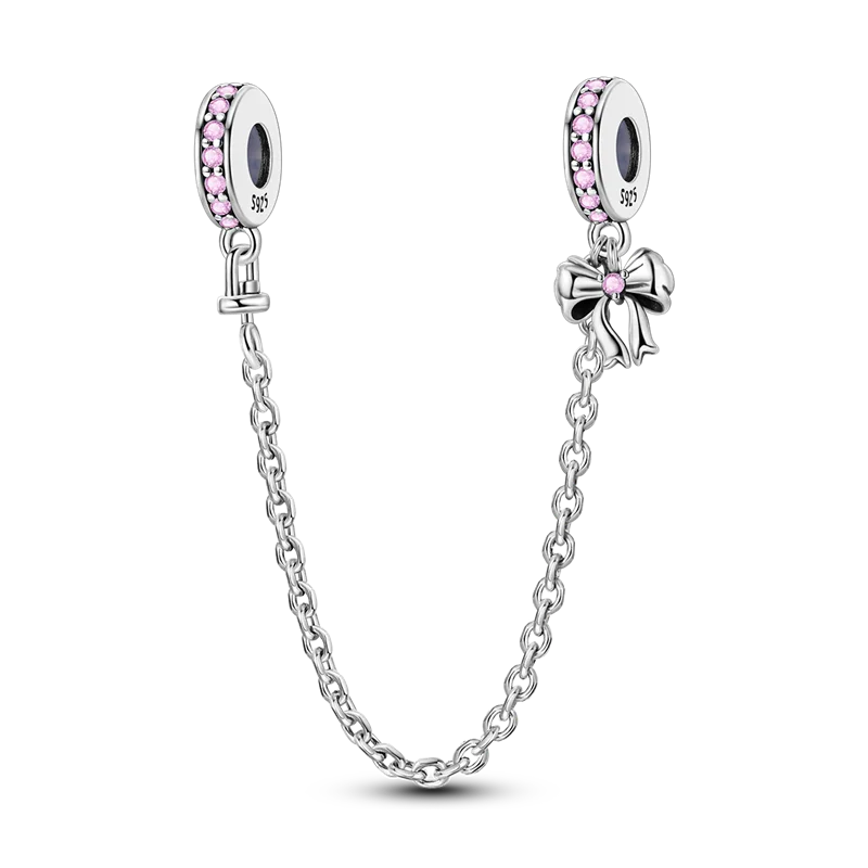 Silver Clasp 925 Sterling Silver CZ Pave Clip Charms Daisy Beads Stopper Safety Chain Fit Original Bangle Bracelet Jewelry Clips