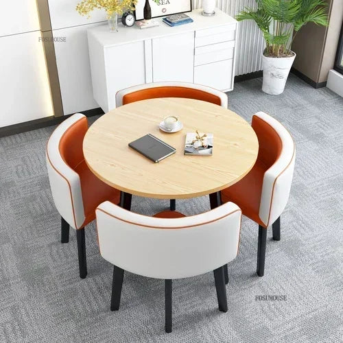 Nordic Round Dining Tables Set for Dining Room Furniture Kitchen Dining Table Set with 4 Chairs Home  Light Luxury Center Tables
