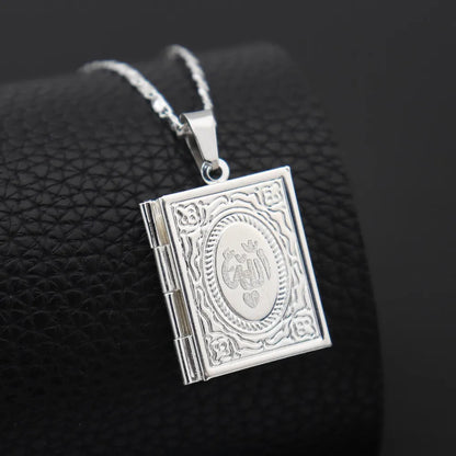 1 Piece of Islamic Allah Quran Photo Frame Men's and Women's Pendant Necklace Can Be Placed Photo Fashion Religious Jewelry Gift