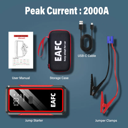 Power Bank 2000A/600A 12V Car Battery Jump Starter Portable Charger Petrol Diesel Auto Starting Device Booster Emergency Starter