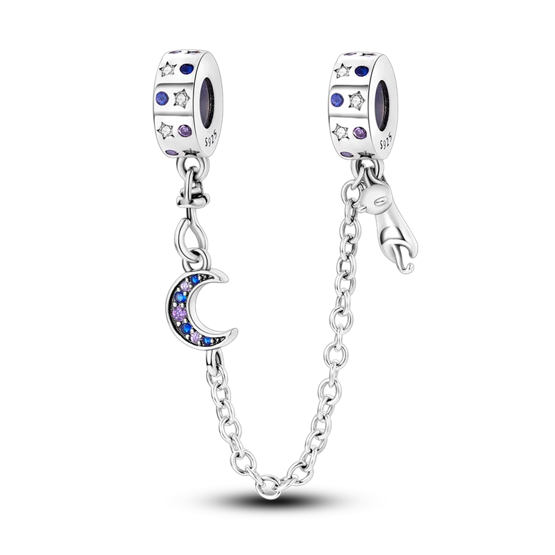 Silver Clasp 925 Sterling Silver CZ Pave Clip Charms Daisy Beads Stopper Safety Chain Fit Original Bangle Bracelet Jewelry Clips