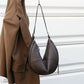 BURMINSA Soft Genuine Leather Crescent Hobo Bag For Women Slouchy Cowhide Shoulder Bag Retro Daily Work Crossbody Purse Handbags