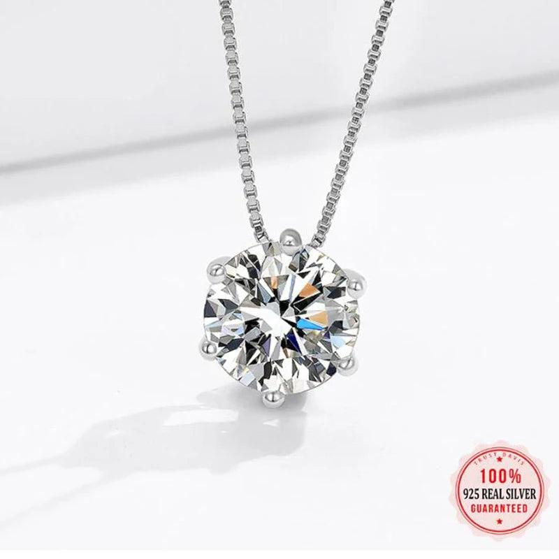 Real 1 Carat D Color Moissanite Pendant Necklace 100% 925 Sterling Silver Sparkling Engagement Wedding Party Fine Jewelry