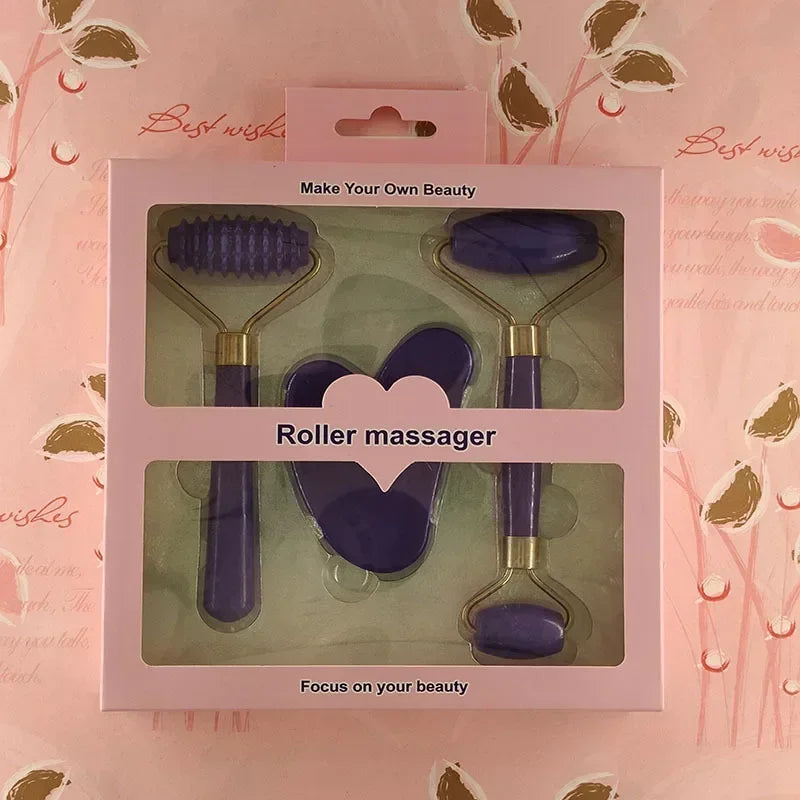 3Pcs Gua Sha Scraper Board Roller Massage Guasha for Face Neck Skin Lifting Wrinkle Remover Beauty Face Care SPA Massage Set