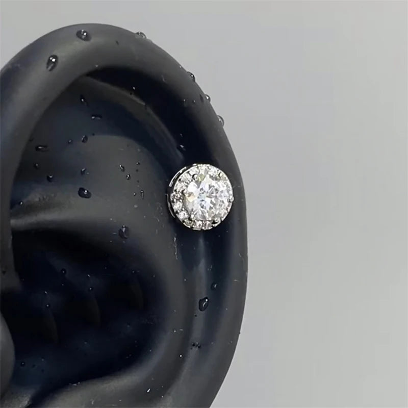 1pcs Quality Shiny Cross Zircon 316L Stainless Steel Ear Bone Nail Y2K Style Silver Color Earring for Women Cochlear Accessories