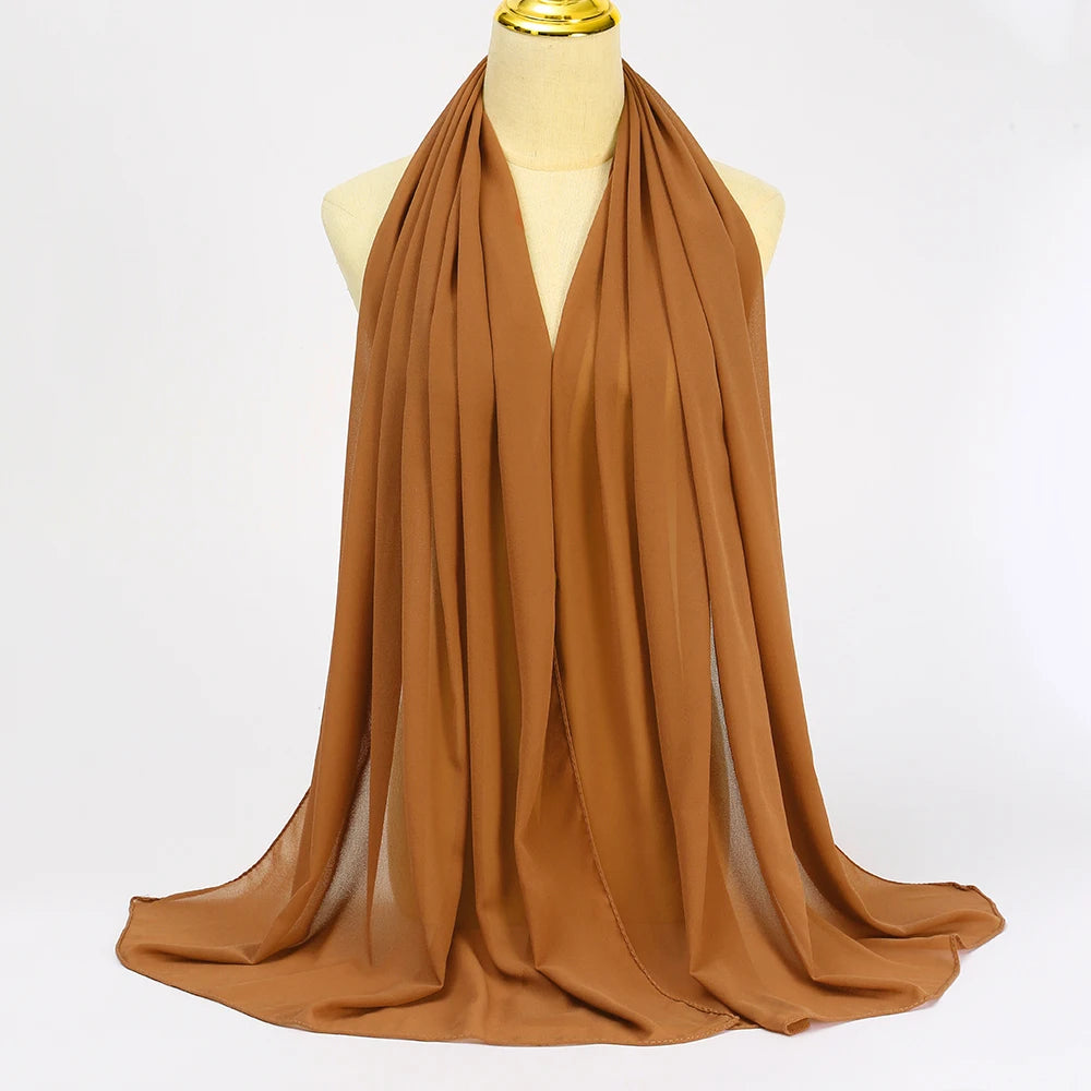 Muslim Chiffon Hijabs For Woman Long Solid Color Head Wrap For Women Shawls Scarves Ladies Muslim Veil Hijab