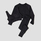 Women's Sportswear Yoga Set Workout Clothes Athletic Wear Sports Gym Legging Seamless Fitness Bra Crop Top Long Sleeve Yoga Suit
