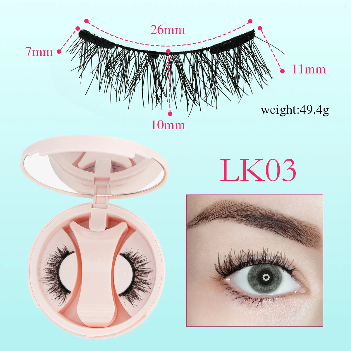 1 Pairs Magnetic Fake Eyelashes Kit Handmade Fluffy Faux Mink Lashes Curler 3D False Eyelashes Extension Makeup with Tweezers
