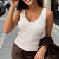 2026 Fashion Women Camisole Ice Silk Knit Tank Top Slim Fit Sleeveless Base Top Solid Color V-Neck Crop Top Casual Base Shirts